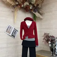 【冬日莓果】复古风撞色修身显瘦气质毛衣-7762