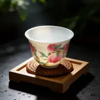 【福袋产品】景德镇高温白瓷传统粉彩工艺九桃主人杯小茶杯小酒杯
