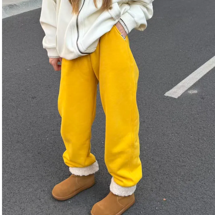 运补6-8冬季加绒韩版高腰显瘦束脚宽松卫裤加绒裤子女加绒女裤