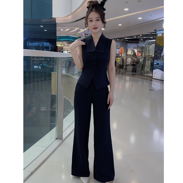 女装夏装套装2025新款爆款薄款时尚气质直筒裤洋气正装小个子西装