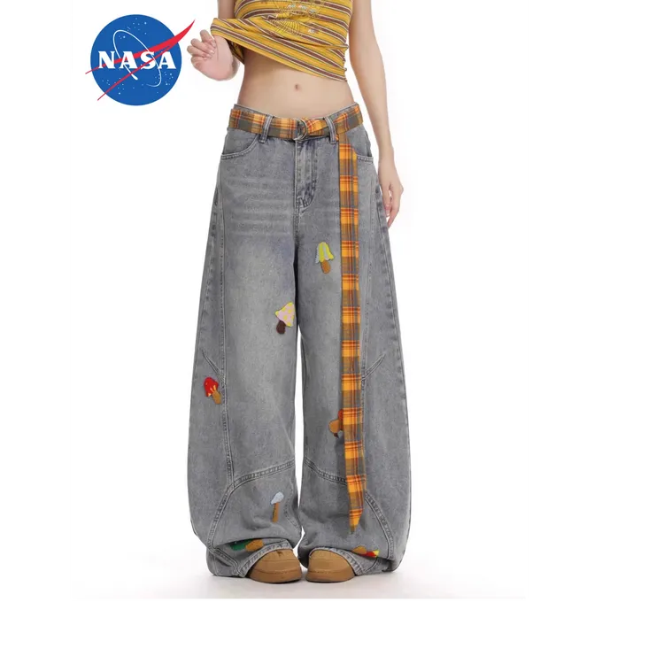 复古宽松直筒阔腿显瘦百搭小众设计感牛仔裤女2025新款秋季高街风