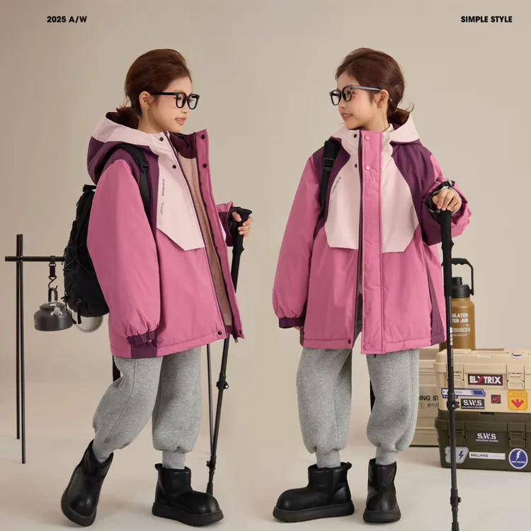 儿童冬季加绒棉服冲锋衣加厚保暖摇粒绒防风防水中大童户外滑雪服