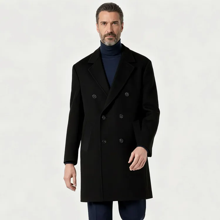 XX秋冬高定男士羊绒大衣#5160羊毛内胆可脱卸男士双排扣中长风衣