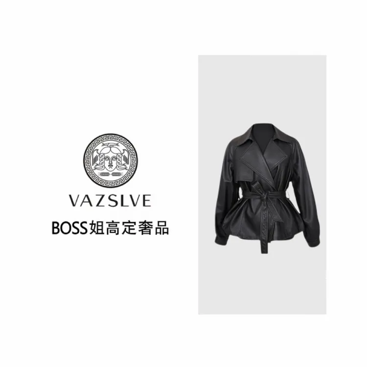 【VAZSLVE/全新奢品】捡漏巴宝家意大利绵羊皮收腰小蛮腰真皮外套