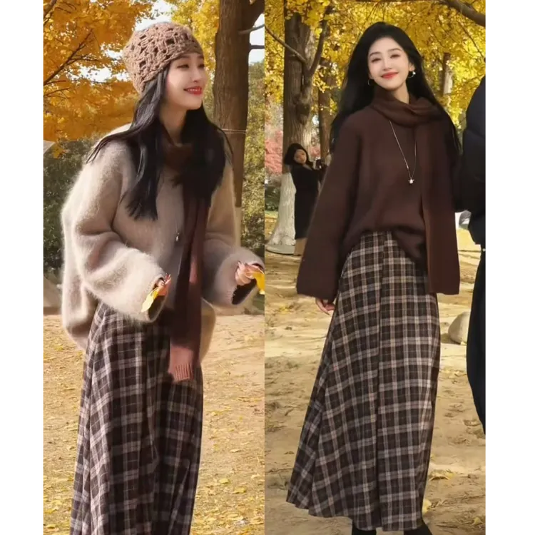 2025新款巨好看秋冬穿搭一整套穿搭温柔风时髦毛衣半身裙套装女