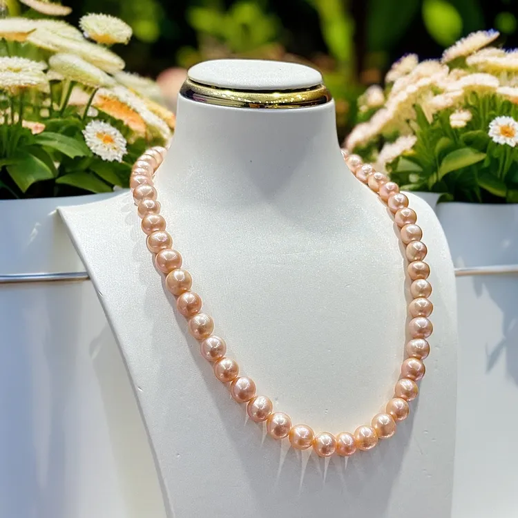 [精选]89年终圣诞高品质中国红天然淡水无核珍珠项链诸暨珍珠送礼