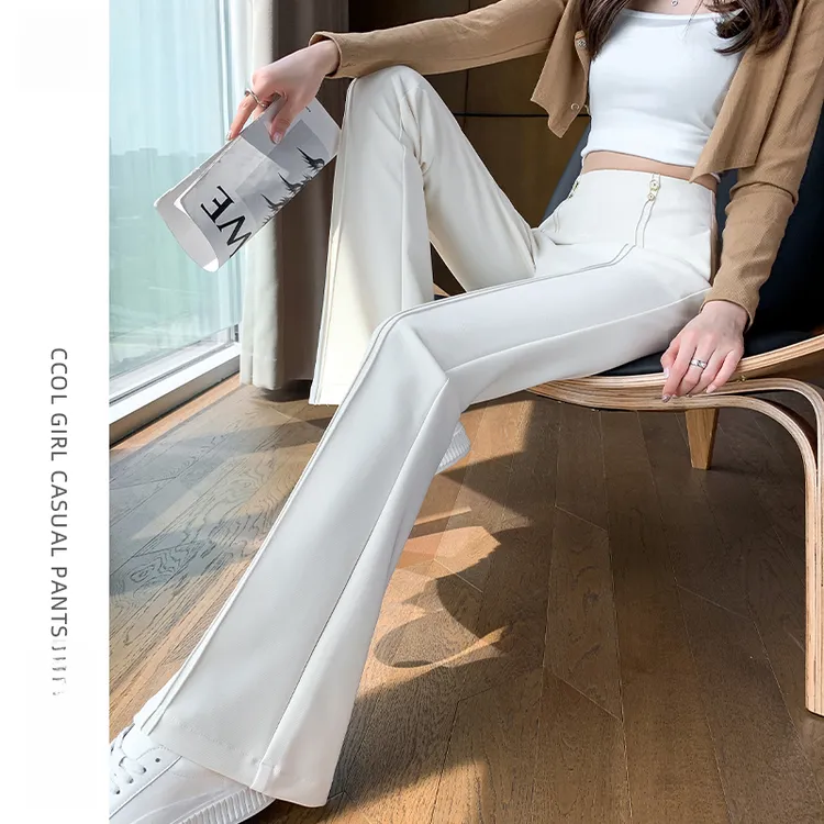 喇叭裤女2025新款春秋季高腰显瘦小个子垂感高级感微喇西装马蹄裤