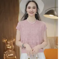 轻薄~透气(含桑蚕丝+天丝）夏季圆领设计感优雅气质短袖上衣9196