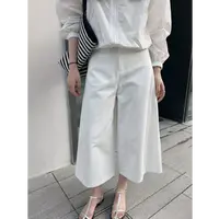 20632~时髦不费力～极简廓形设计款白色100%棉七分阔腿牛仔裤女夏