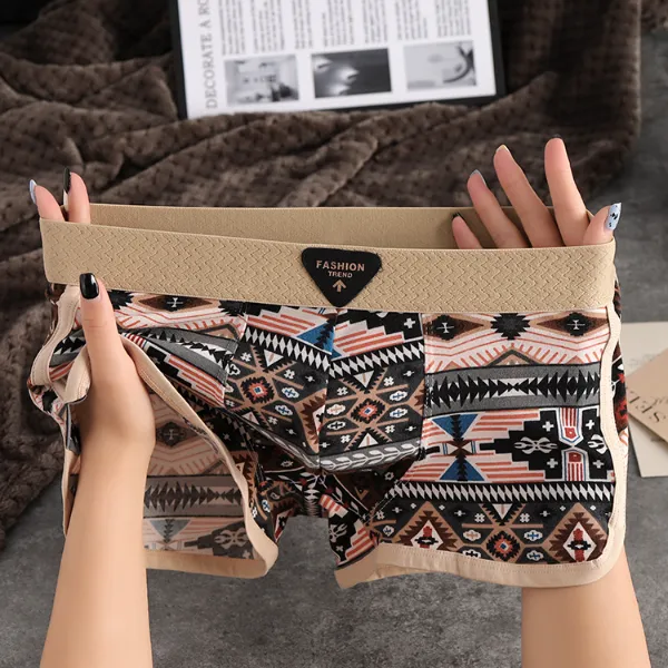 男士冰丝内裤时尚潮流中腰青少年平角裤男款男式透气舒适四角裤