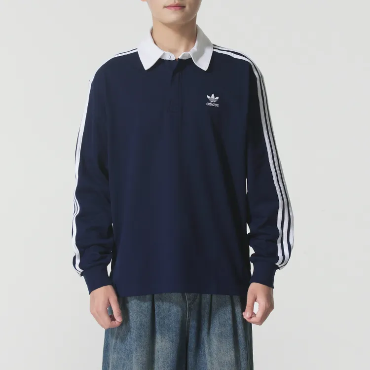 adidas阿迪达斯三叶草polo衫男2025新款运动休闲长袖套头衫JY1400