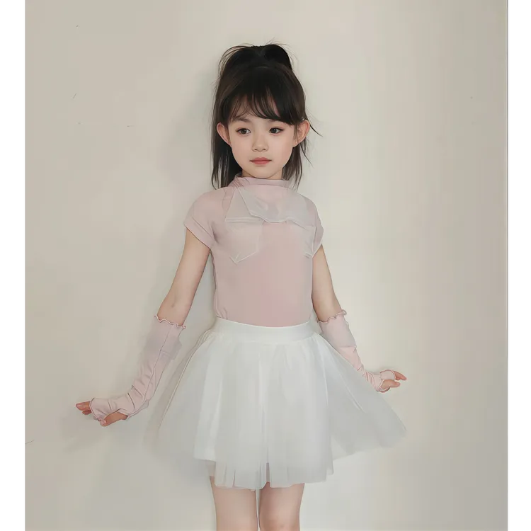 韩范童装女童气质套装夏季新款洋气女宝公主风蝴蝶结上衣网纱半裙