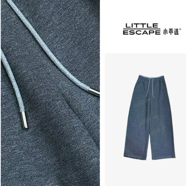 小乖逃休闲时尚灰色长裤灰蓝色边长裤百搭款休闲裤250926