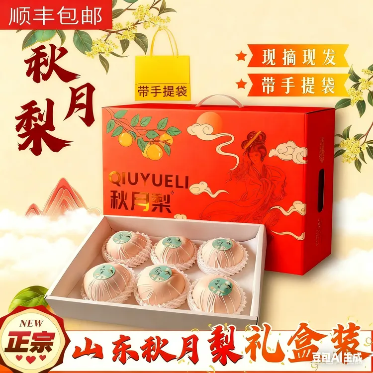 【中秋礼盒】山东正宗头茬秋月梨当季水果礼盒冰糖梨中秋送礼礼盒