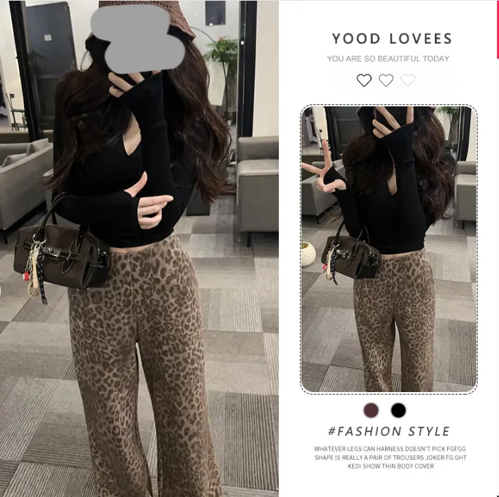 春秋独特超好看套装女2025新款韩穿搭黑色上衣阔腿裤两件套3470#