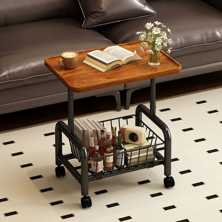 中古风边几客厅可移动茶几小推车家用迷你小桌子零食杂物收纳架子