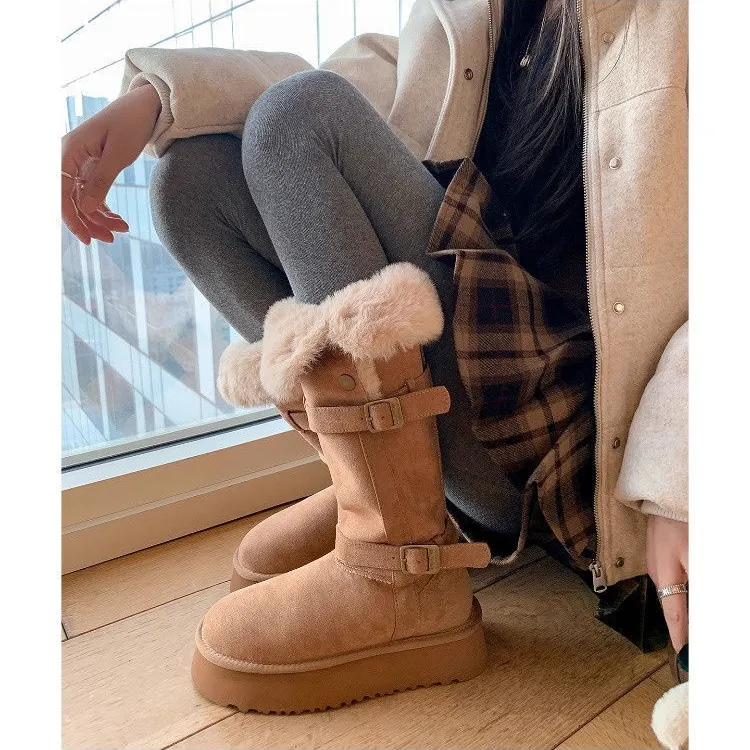 2025冬季新款时尚舒适加绒长筒靴雪地靴鞋5504