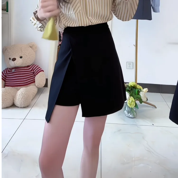 半身裙女夏季防走光短裙高腰百搭显瘦黑色a字裙休闲时尚短裙裤女