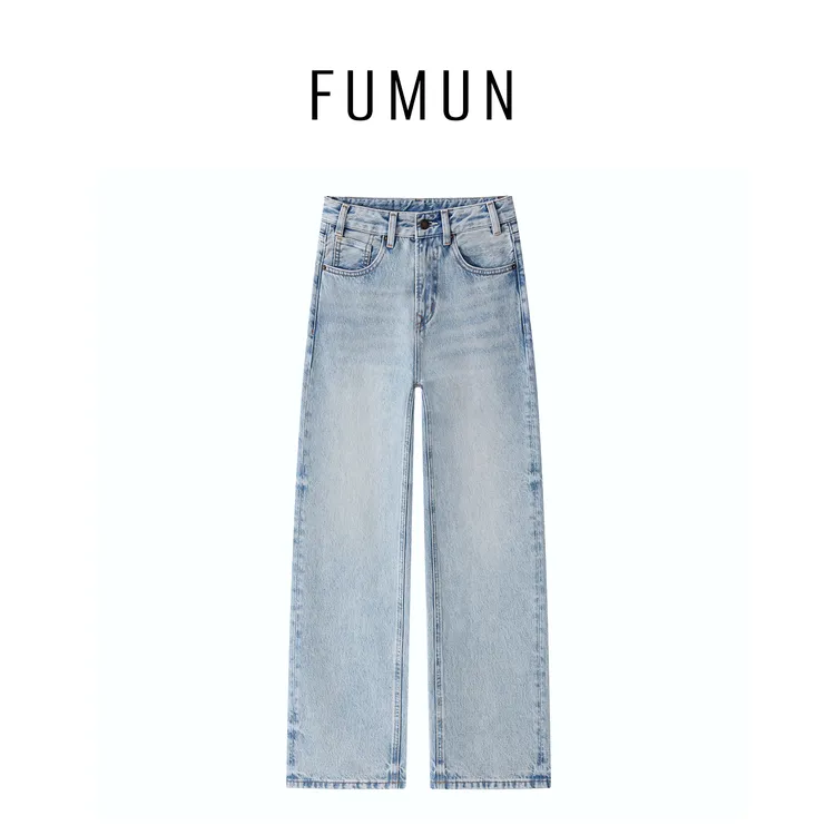 FUMUN【布语】进口土耳其面料加绒秋冬窄版直筒阔腿裤牛仔裤#1906