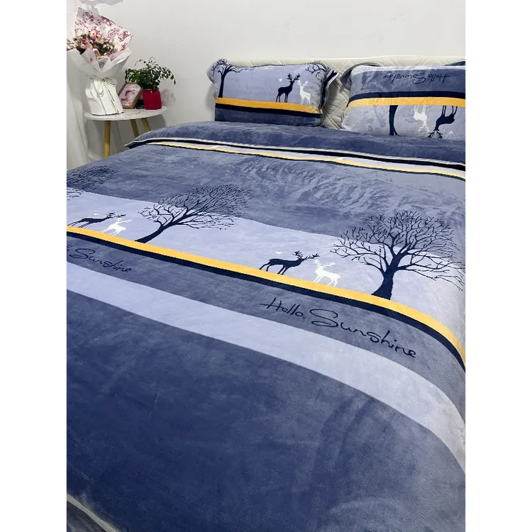 牛奶绒四件套冬季加厚珊瑚绒2025新款双面法兰绒床上用品被套床裙