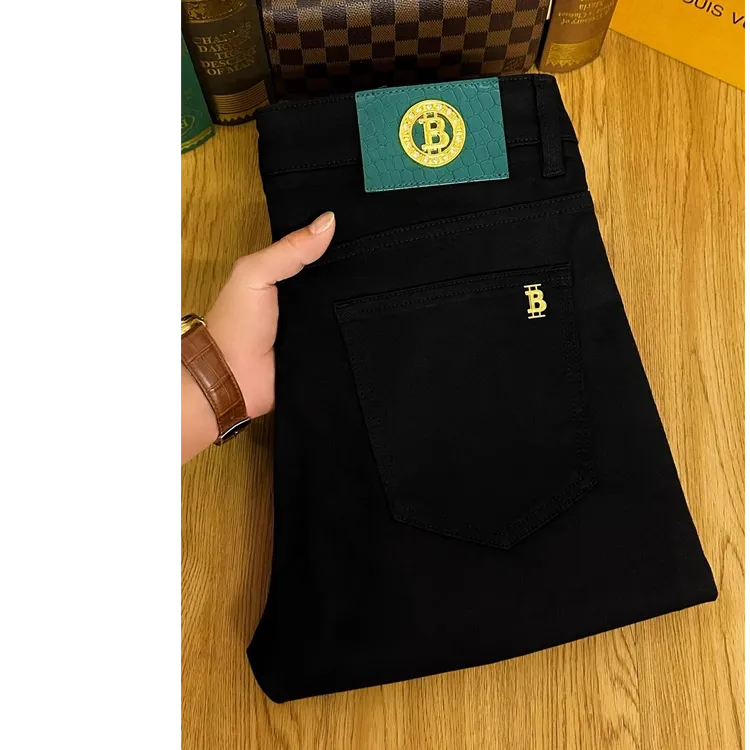 秋季薄款黑色牛仔裤男2025新款高端潮牌弹力修身小脚四个长度选择
