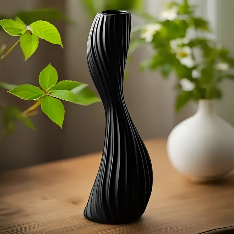 S型小蛮腰天鹅颈插花北欧玻璃花瓶大叶红色绣球永生花高级感家居