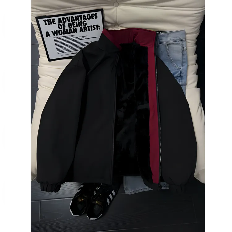 美式复古夹克棉服男款冬季撞色ins立领棉衣潮牌工装cleanfit外套