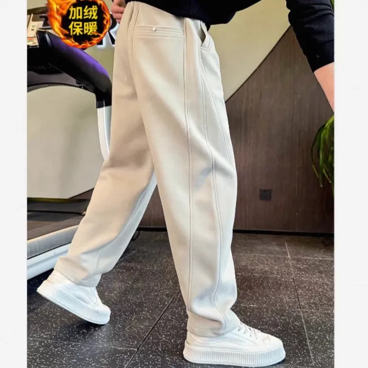 加绒立体剪裁显瘦舒适休闲裤秋冬舒适百搭宽松卫裤美式长裤子潮流
