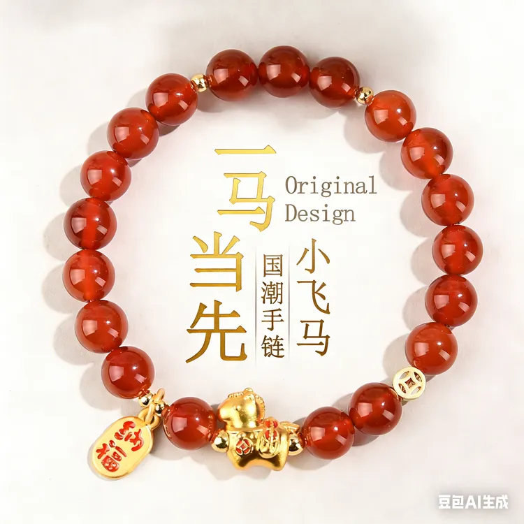 仿水晶手链 小飞马手链女款红马年一马当先生日礼物女生佩戴