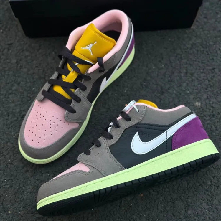 Air Jordan 1女款棕粉色低复古帮运动篮球鞋百搭休闲板鞋官方正品