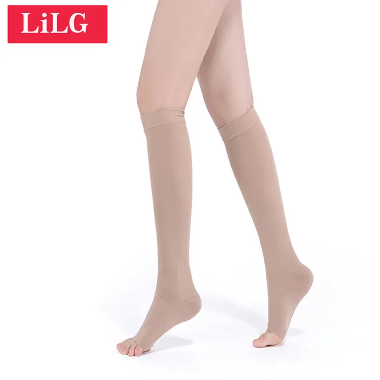 LILG医用静脉曲张压缩袜一二级压力中筒露趾弹力袜医疗辅助压力袜
