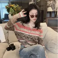  【悦悦专属】韩版百搭多色设计感撞色针织开衫Y975