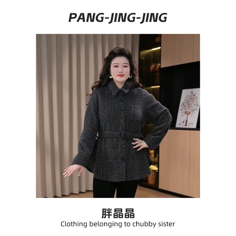 胖晶晶定制大码女装秋冬款时尚百搭休闲轻奢减龄薄外套上衣5A0284