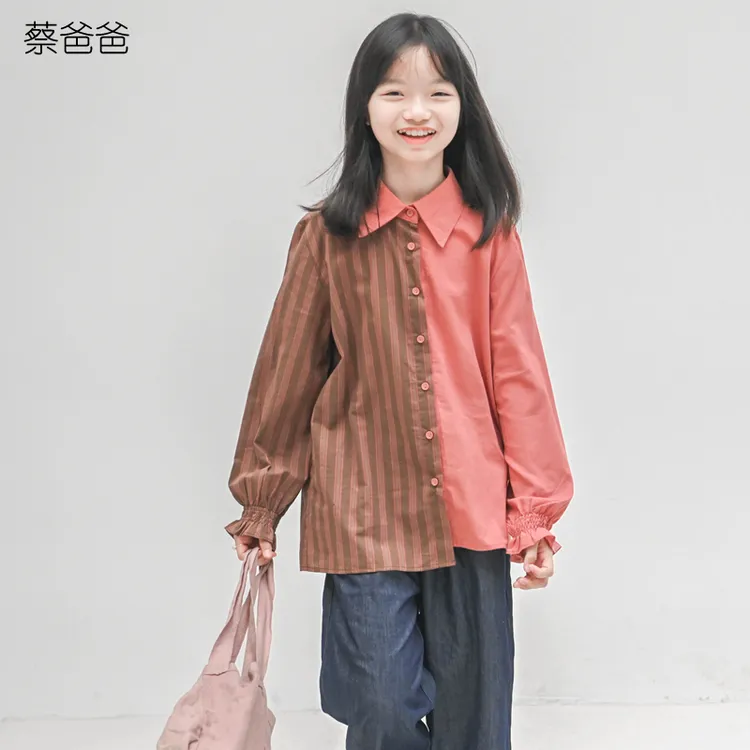 蔡爸爸原创童装2025新文艺秋装大童上衣少女全棉长袖衬衫109+713
