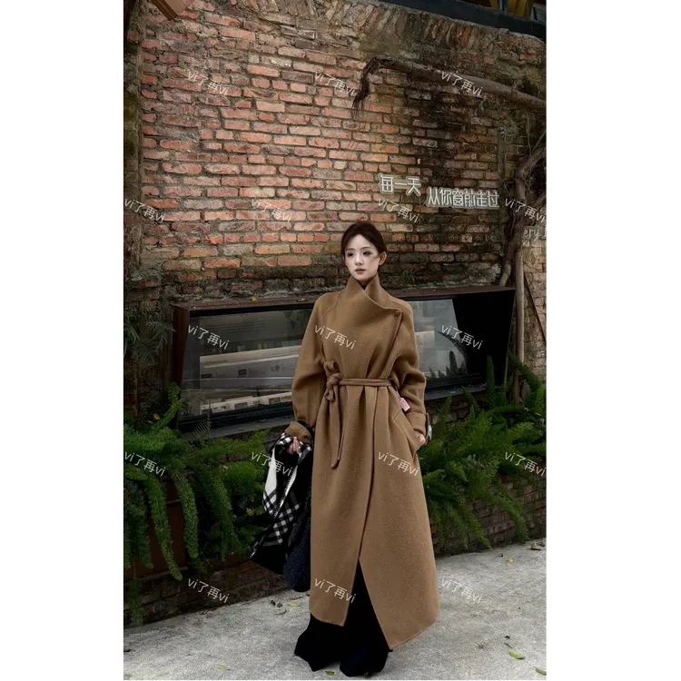 【】秋冬新款时尚气质修身百搭宽松双面呢大衣外套24010