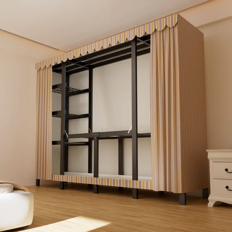 衣柜出租房专用免安装折叠卧室家用加厚加粗加固全钢结实简易衣柜