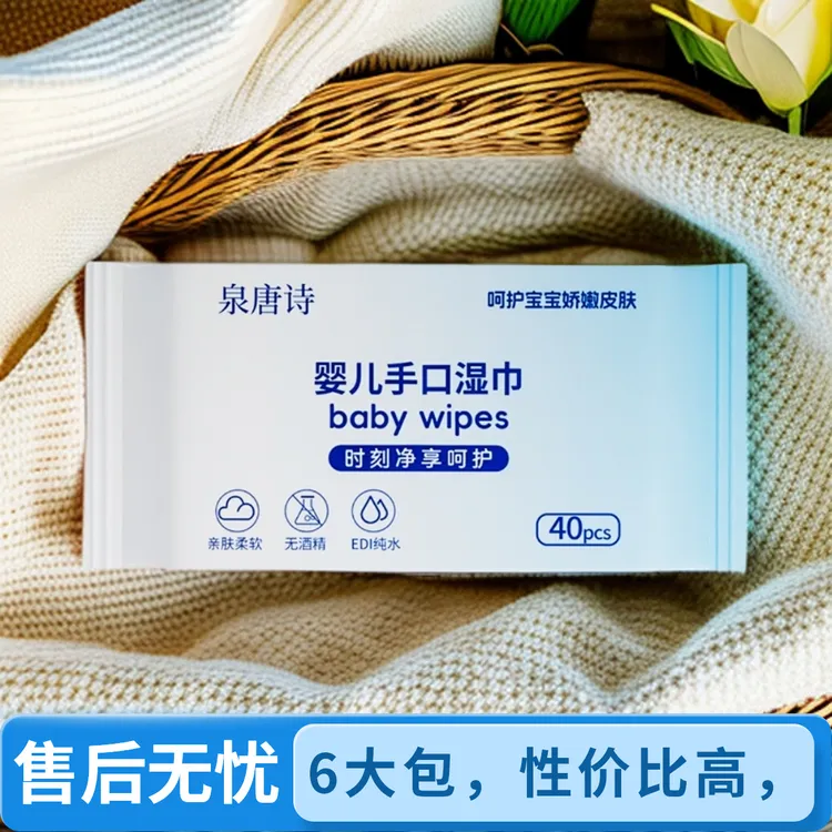 纸品湿巾6大包新生儿幼儿婴儿手口专用泉唐诗学生家庭性价比