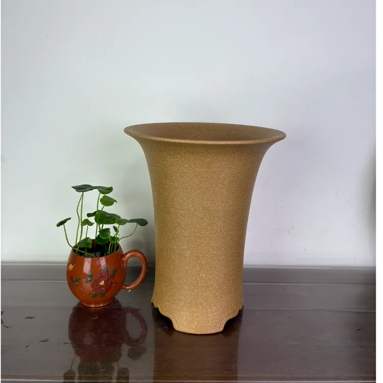 宜兴林家紫砂建兰蕙兰墨兰专用花盆（醉美人喇叭束腰）