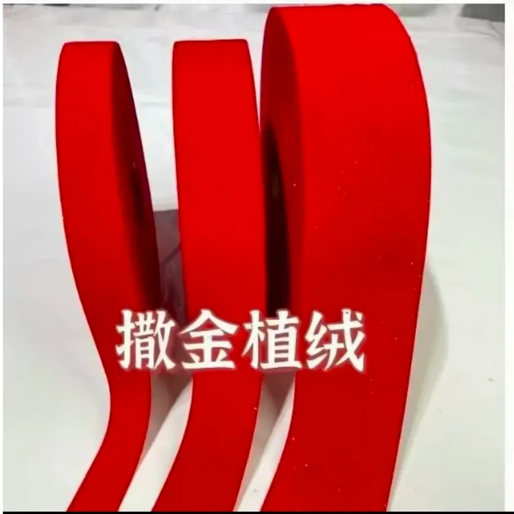 【小蚂蚁饰品】2.5/4/6cm洒金植绒带DIY发饰新年喜庆大蝴蝶结材料
