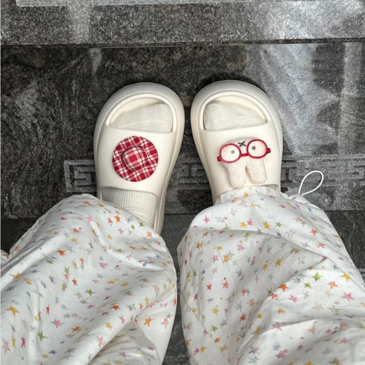 可爱时尚卡通米菲兔一字带拖鞋女2025夏季新款厚底简约休闲凉拖鞋