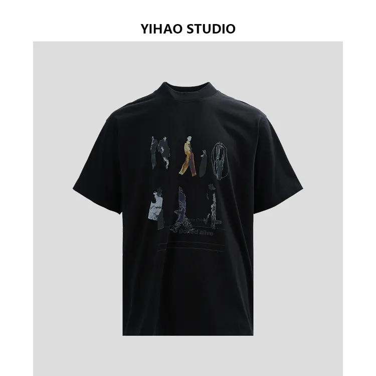 YIHAO STUDIO夏季男款人物设计稿T恤纯棉半袖百搭休闲宽松短袖