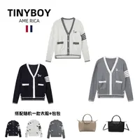 INYBOY四条杠 V领单排扣长袖针织开衫小狗 刺绣组合套装