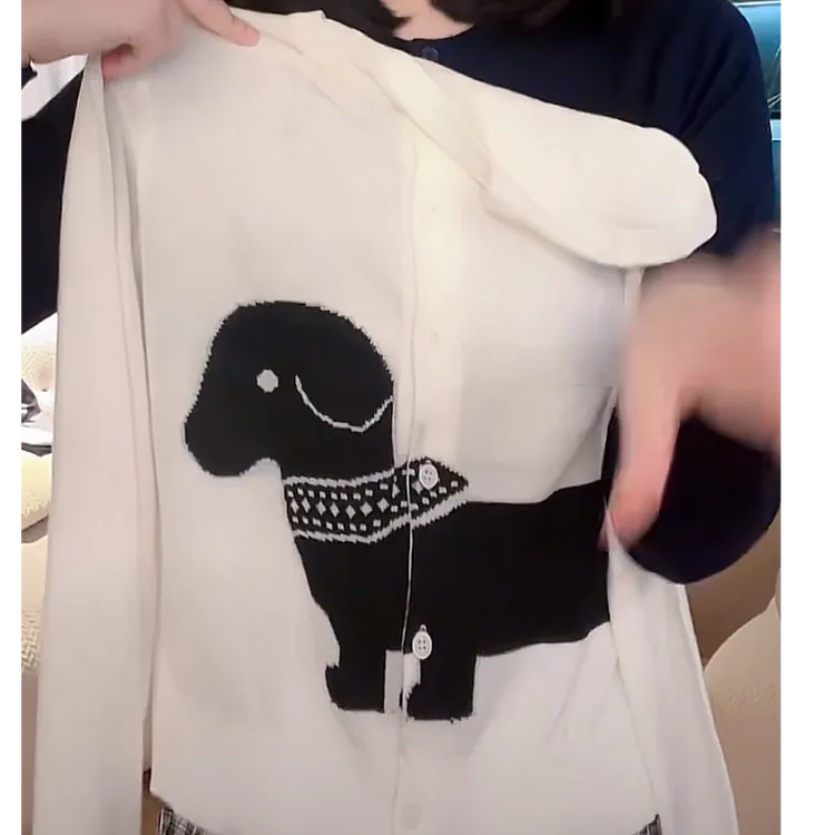 【小狗开衫】早秋流光风新款百搭休闲针织女2025设计感复古长袖毛衣