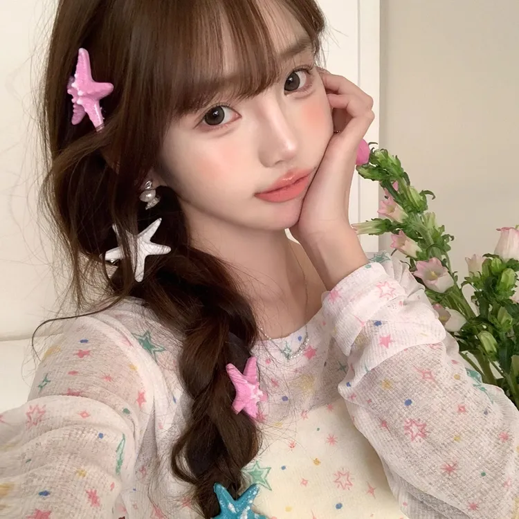 春夏超仙海边度假风彩色星星发夹氛围感海星鸭嘴夹刘海夹子发饰女