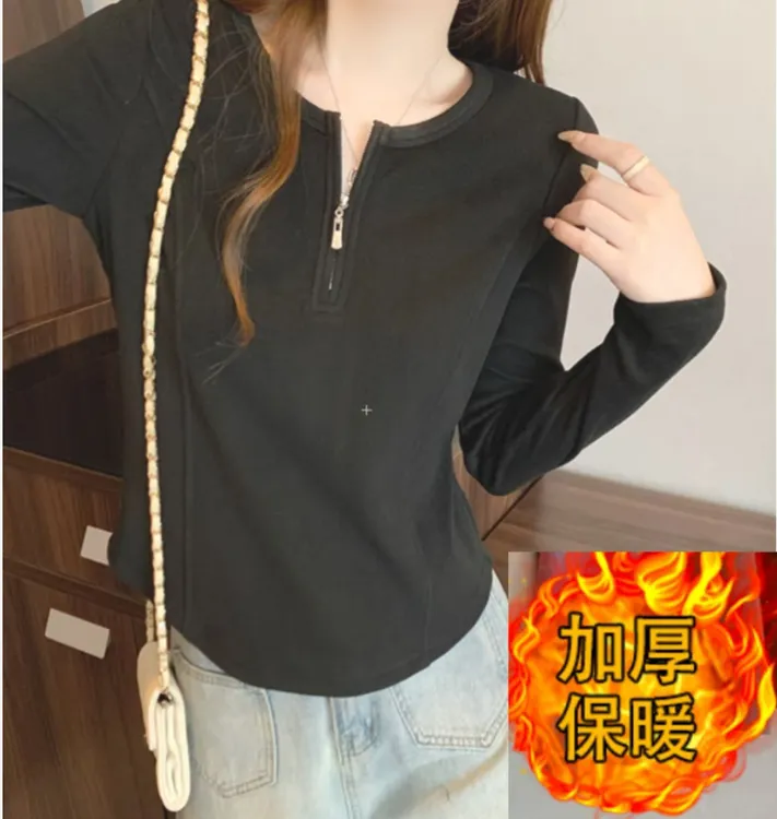 【猪猪队运费补贴】胖mm冬季百搭显瘦加厚保暖打底长袖T恤上衣