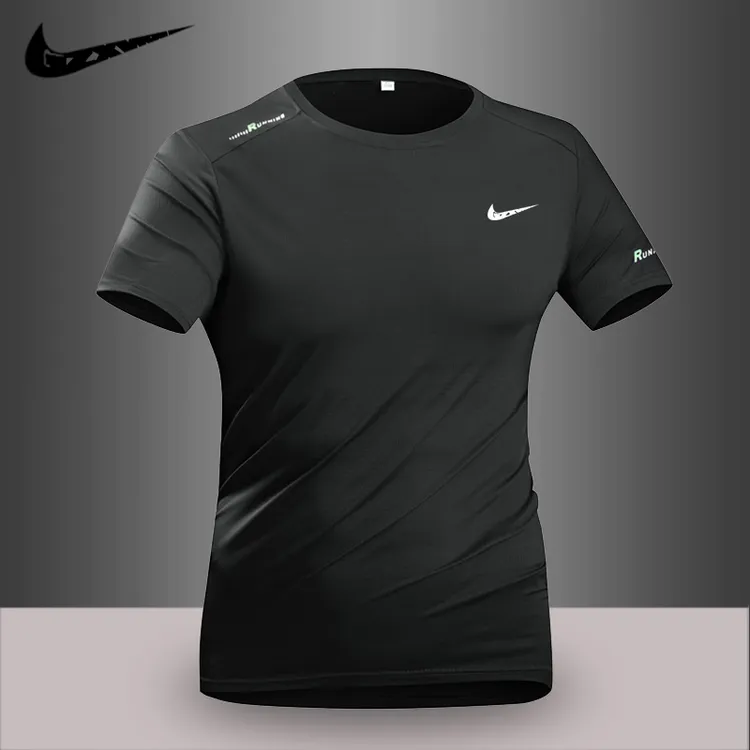 2025夏季冰丝短袖T恤男宽松时尚运动上衣速干透气耐克精选训练服