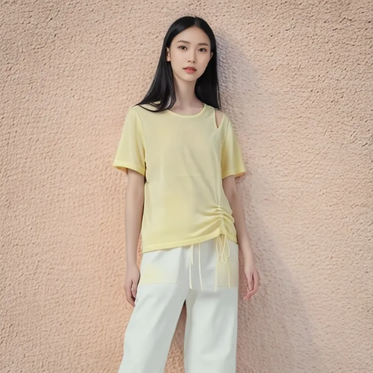 春夏薄款莱赛尔亚麻时尚休闲夏季宽松舒适夏天设计感上衣