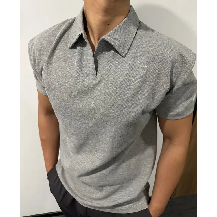珠地棉翻领POLO衫短袖休闲男士夏季2025新款纯色透气美式T恤上衣