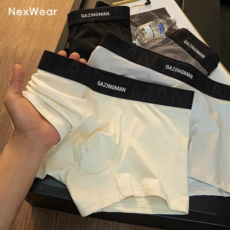 10A级男士平角内裤运动中腰舒适一片式纯棉质透气抗菌大码四角裤