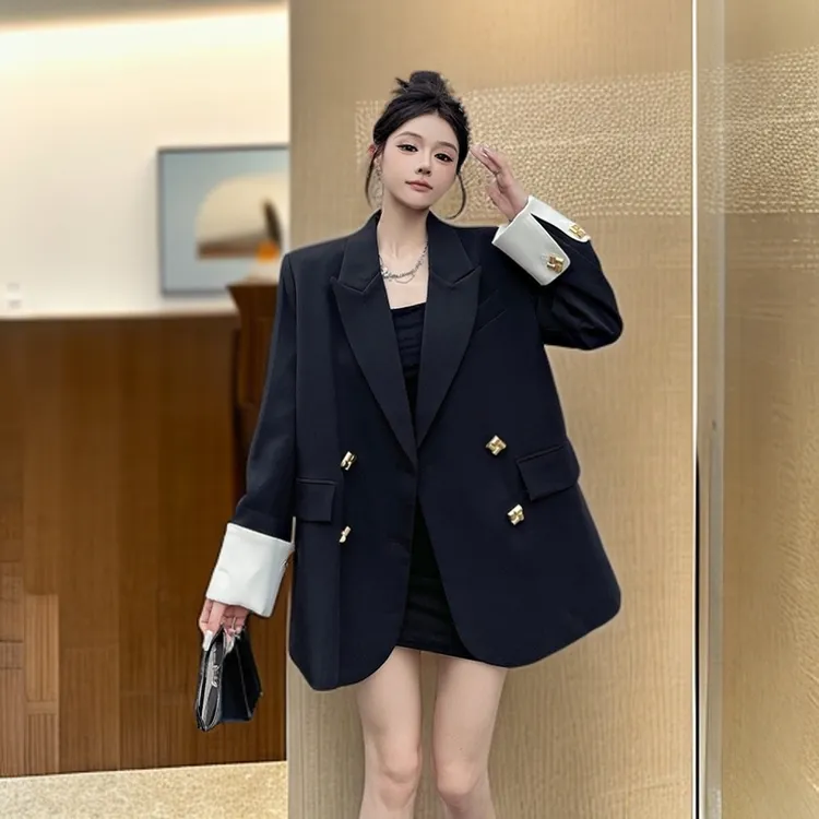 秋季新款法式复古黑色西装外套女款气质高级网红时尚炸街新款女装